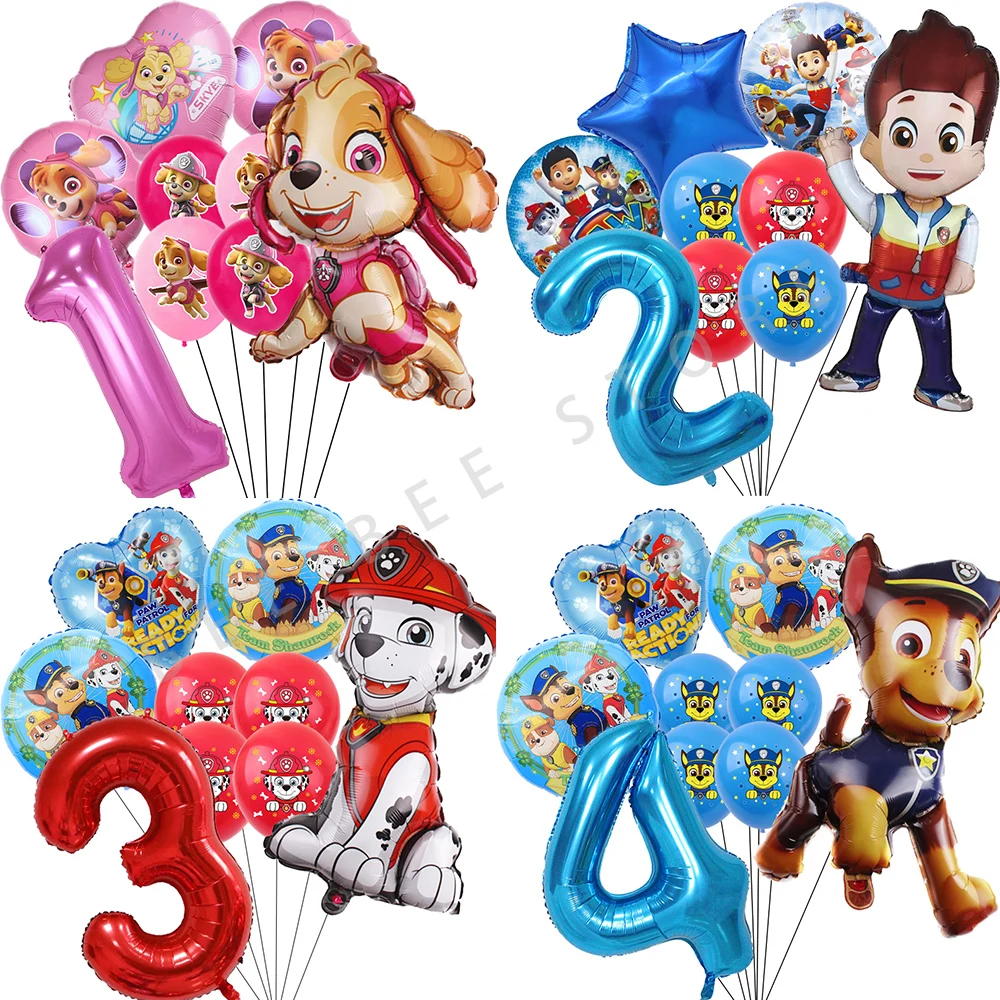 Paw Patrol Birthday Party Balloon Bouquet Decorations 32inch Number 1st 2nd Balloons Set Globos For Boys Girls Baby Shower