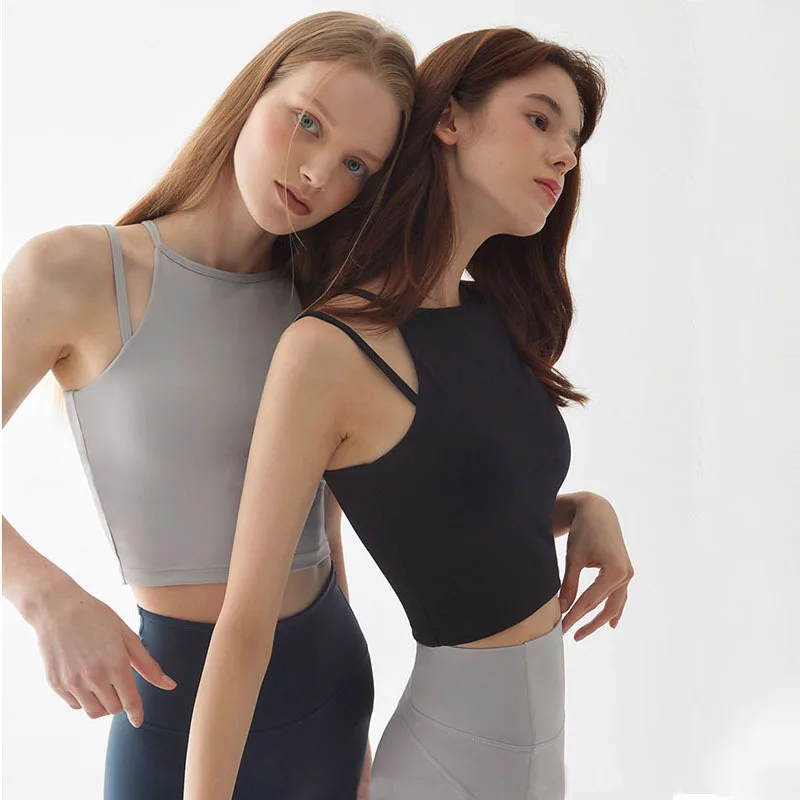

2026 New Korean Style Sports Vest Women High Waist Bralette Shockproof Quick Dry Camisole Breathable Yoga Pilates Training Slim
