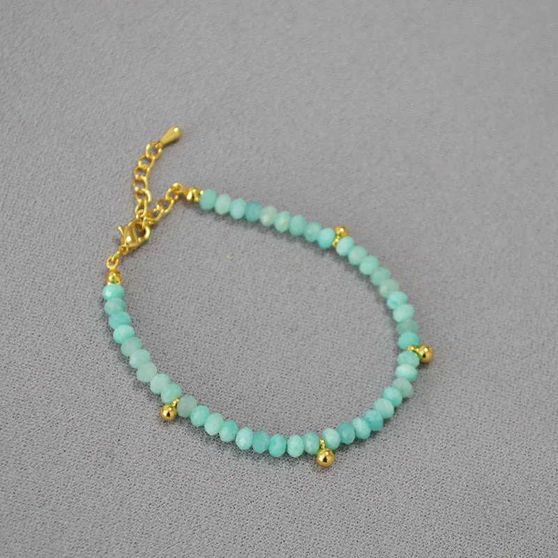 Fresh Simple in Summer, Whitening and Easy to Match, Beanie Metal Pendant, Refreshing Amazonite Summer Basic Necklace Bracelet
