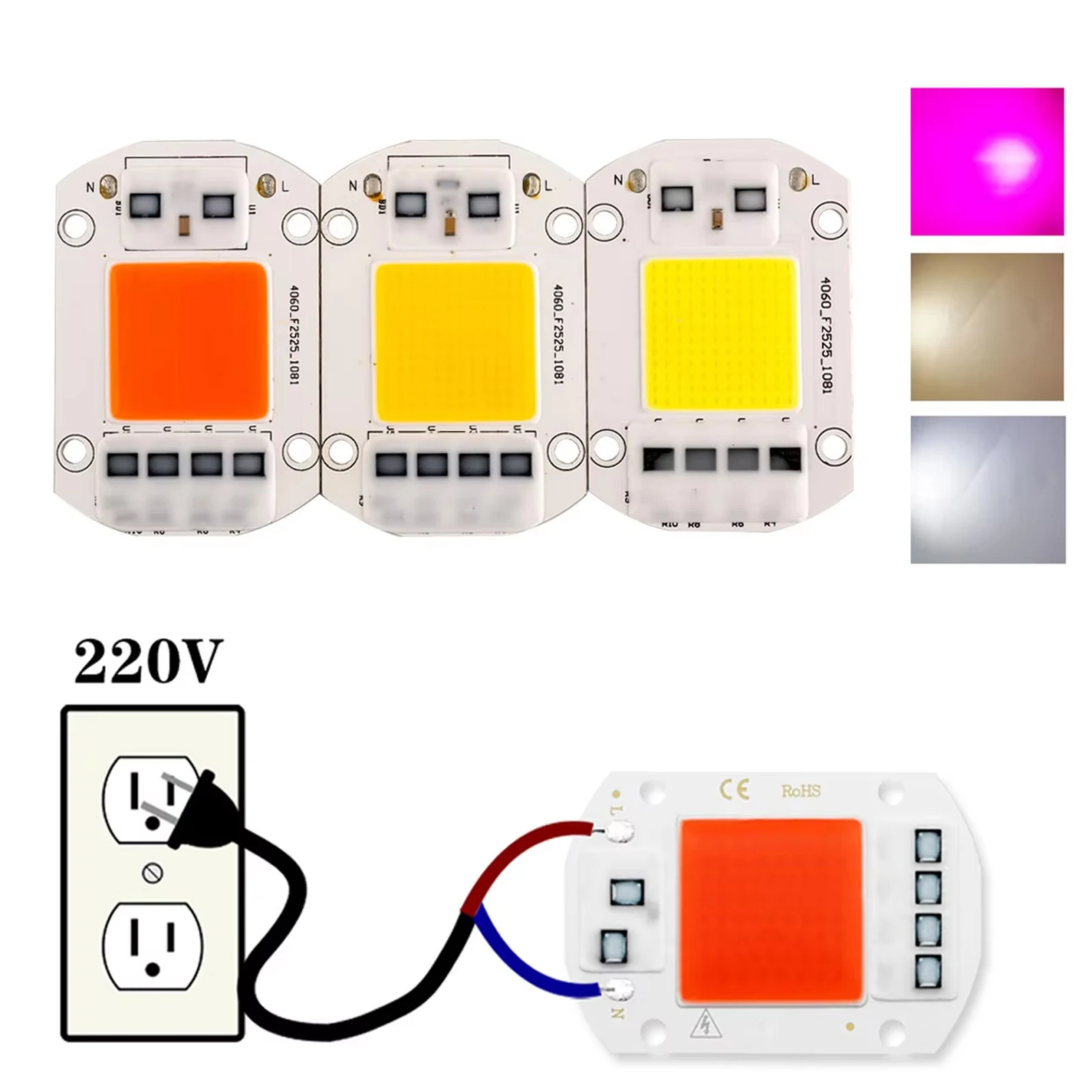 LED Grow COB Chip Phyto Lamp No/Need/Driver Table Efficient 20W-50W Flood Spotlight Seedlings For/Indoor 120°/Beam/Angle