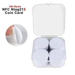 13.56MHz Ntag215 NFC Coins Adhesive Cards Badge Backing 504 Bytes ISO/IEC 14443 A 25mm Waterproof PVC Ntag 215 Tag 20pcs 50pcs