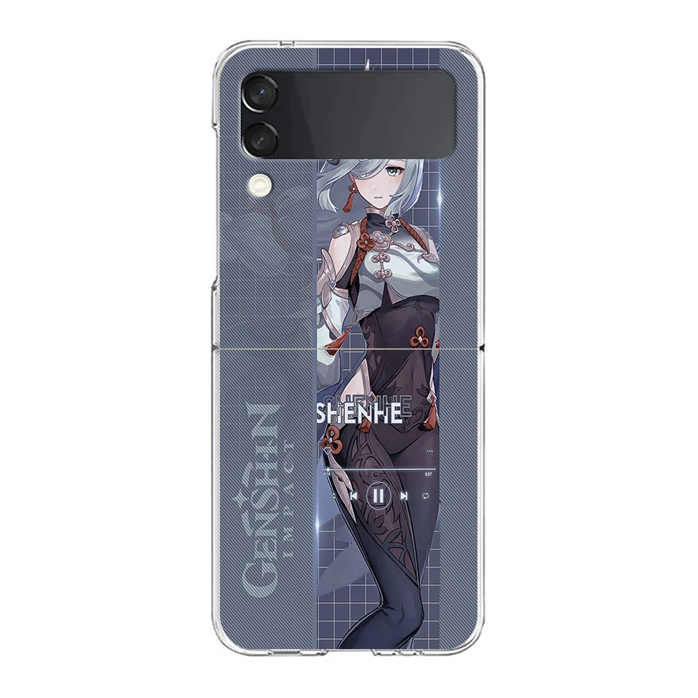 Game Genshin Impact For Samsung Galaxy Z flip 4 Bag Transparent Phone Cover For Galaxy Z Flip 3 Case Shockproof Hard PC Shell