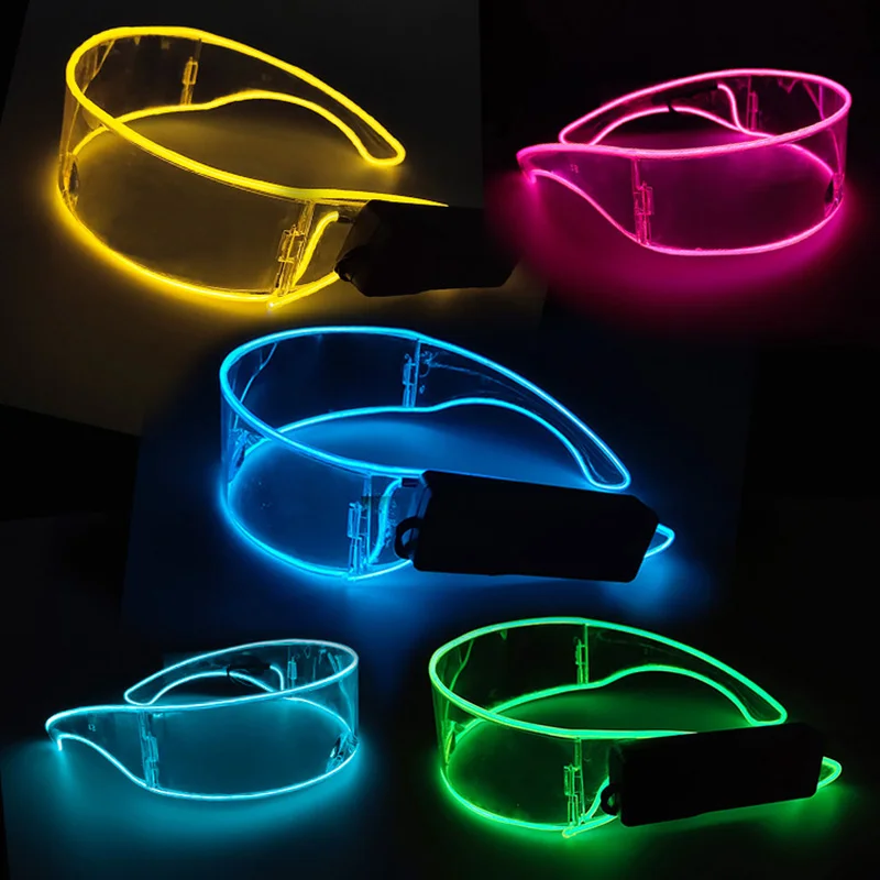 Drahtlose leuchtende LED-Brille, Nachtclub, Maskerade, Konzert, Performance-Requisiten, DJ-LICHT, Y2k-Brille, futuristische Roboter-LED-Sonnenbrille – Detail 2