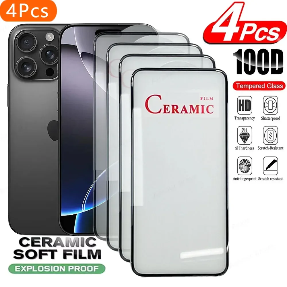 4 pezzi HD pellicola ceramica morbida per IPhone 16 13 14 12 11 15 Pro Max Mini XS XR 8 7 6 Plus protezione schermo per IPhone 16 Pro Max pellicola