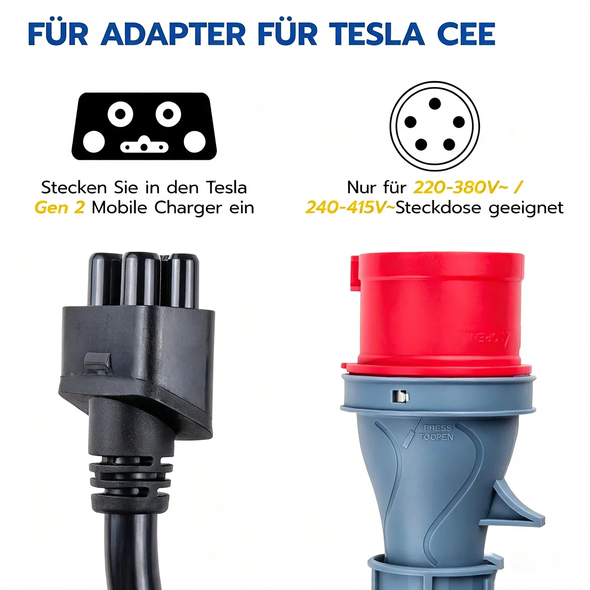 3-adriges 5-poliges CEE-Adapte – Ev Charger Adapter Bewertung und Preis
