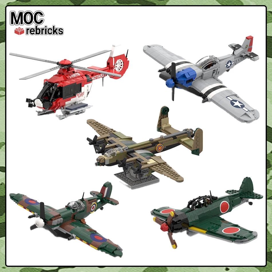 WW2 Military Series MOC Bricks Small Aircraft Can Carry Soldiers DIY Building Block  Model Set Boys Toys Hobbies Birthday Gifts