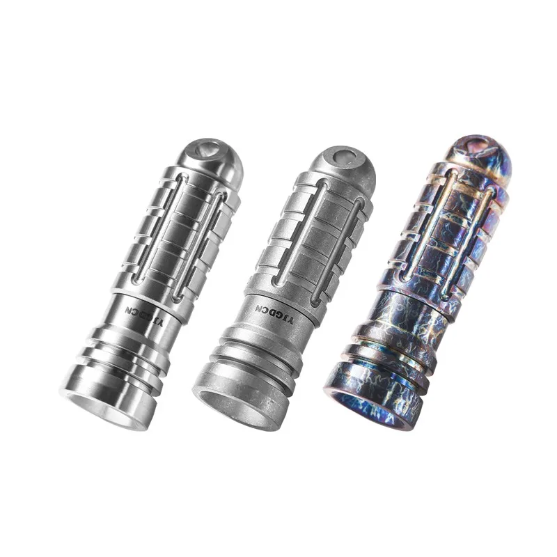 Mini Titanium Alloy Mini Flashlight Outdoor Survival Tool LED Pocket Keychain Light with Necklace for Camping Fishing Hike