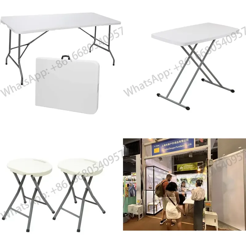 Hot Sale Indoor Outdoor Events Wedding Popular Rectangular White HDPE Plastic Folding Picnic Dining Table and Chair