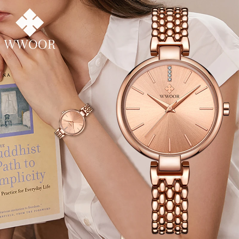 

Hot Sale Wristwatch Elegant Watch Women Brand WWOOR Fashion Dress Lady ​Diamond Bracelet Watch Rose Gold Clock Gifts Reloj Mujer