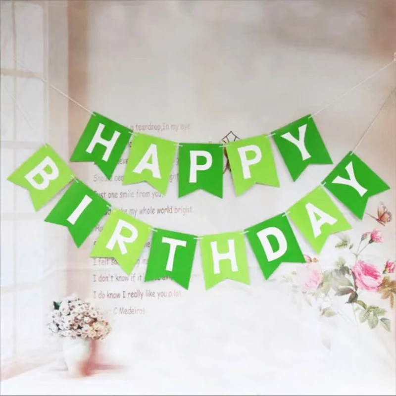Chicinlife green Happy birthday Banner Jungle Animal dinosaur theme Birthday Party Decoration kids 1st birthday Supplies