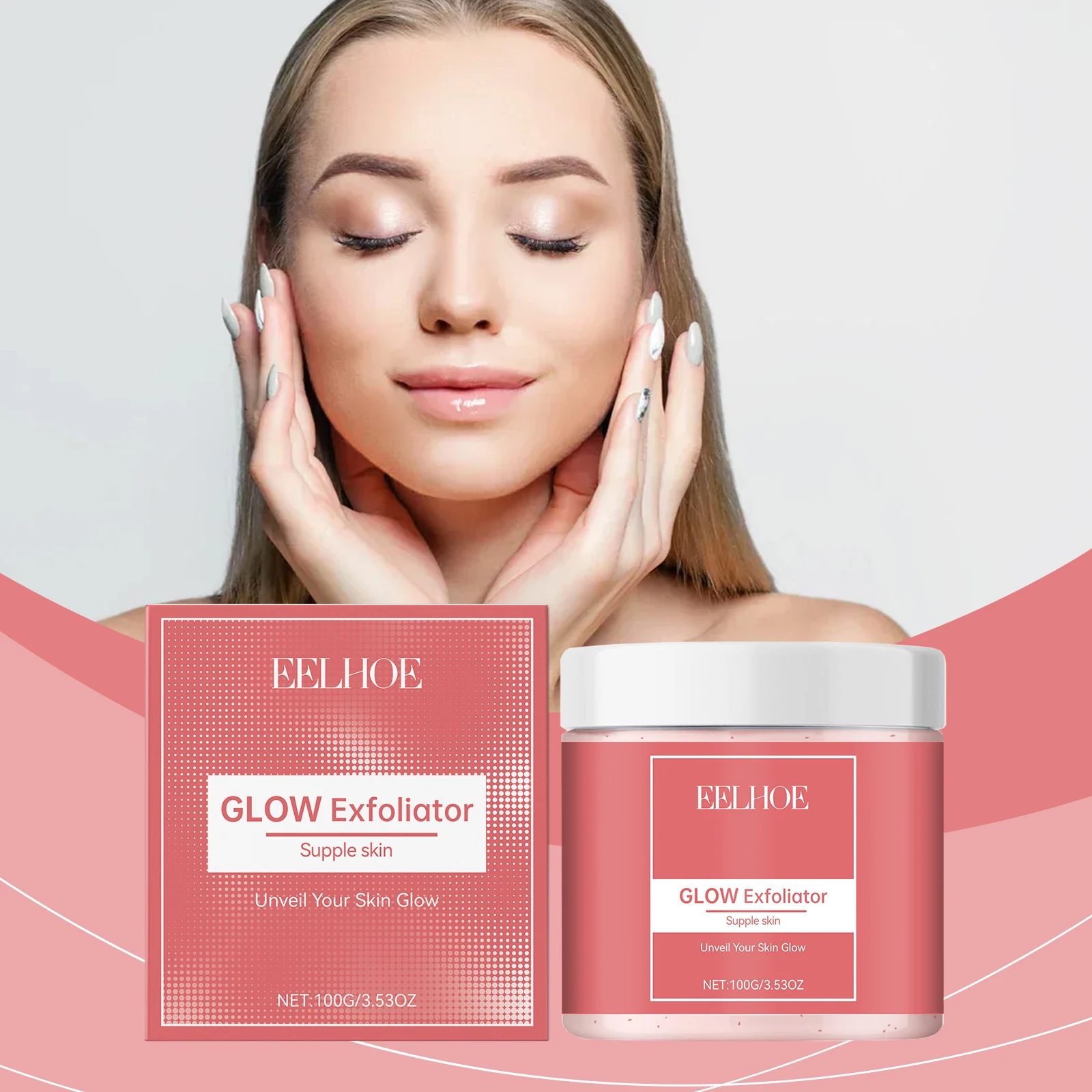 GLOW Exfoliator - 100g/3.5oz Facial & Body Scrub for Radiant Skin - Gentle Physical Exfoliator to Reveal Supple, Glowing Skin