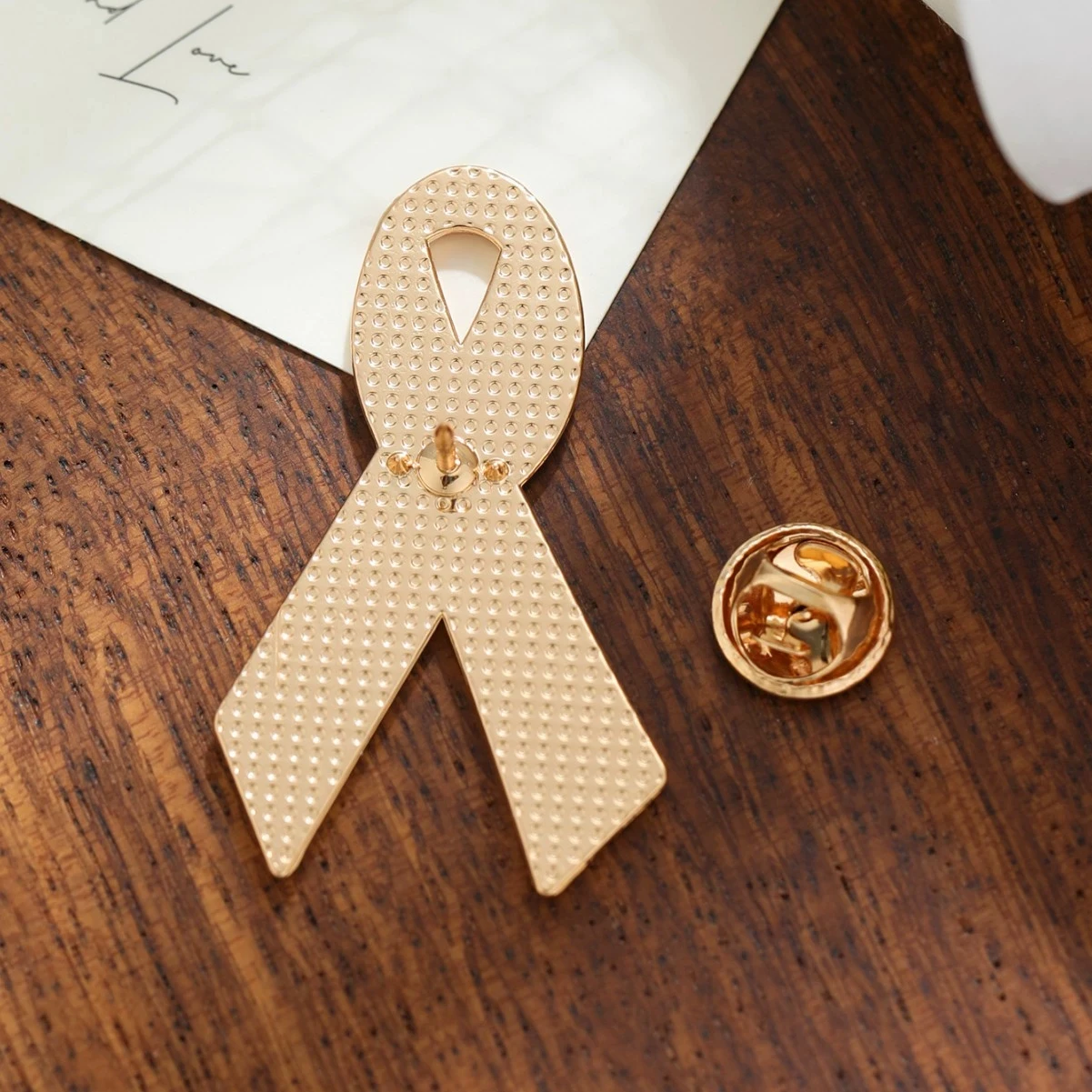 Pink Ribbon Badge Brooch World AIDS Day and Marine Conservation Association Promotion Logo