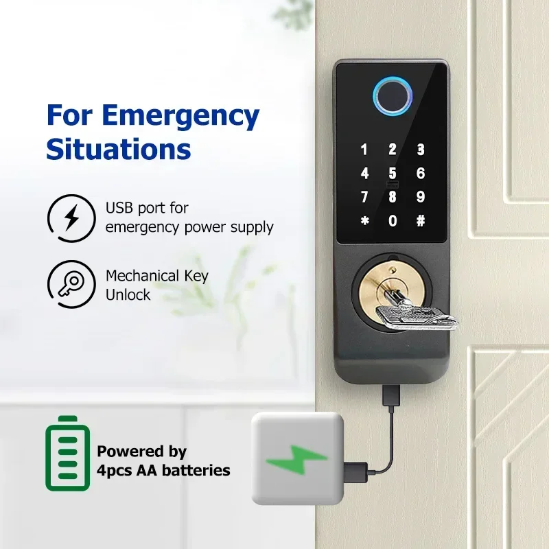 Tuya WIFI Version Double Side Fingerprint Lock Waterproof Outdoor Gate Passcode Rfid Card Keyless Smart Door Lock