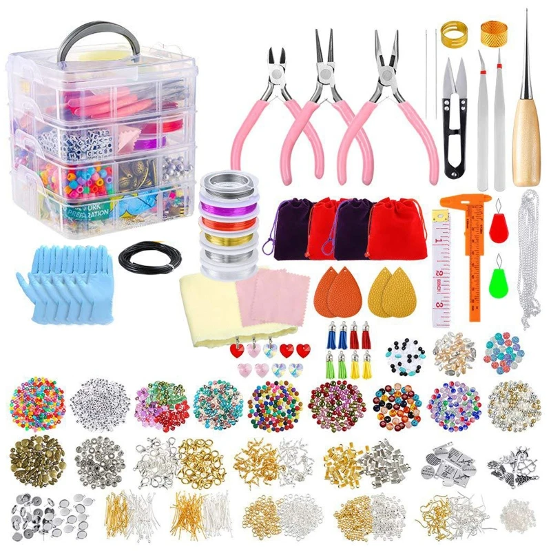 

Jewelry Making Supplies DIY with Beads Findings Jewellery Pliers Beading Wire for Necklace Bracelet Earrings