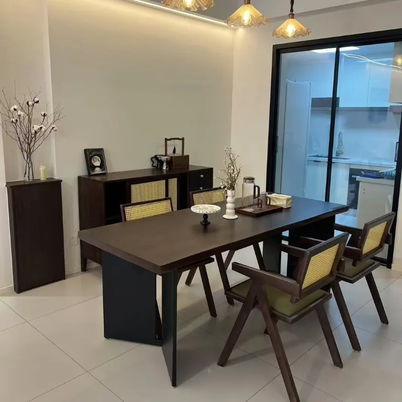

Wabi Sandy wind solid wood dining table, studio creative computer table and chair combination desk large long table