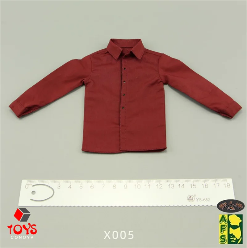 AFS X004 X005 1/6 스케일 남자 군인 라이트 컬러 슈트 Bottoming Shirt 블랙 블루 레드 긴 소매 탑 12 \
