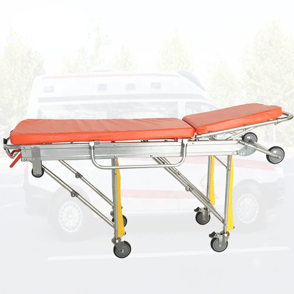 Hot selling RC-A1 Aluminum Loading Ambulance Stretcher Folding Medical Equipment Hospital Type Stretcher With Wheels