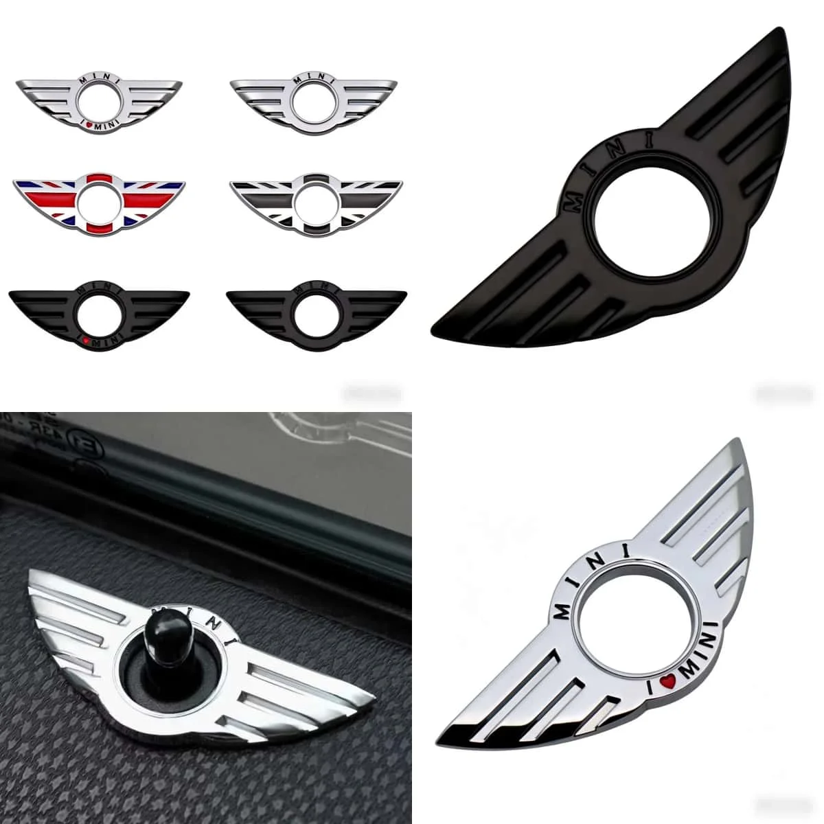 1 unidad de emblema adhesivo de alas para pasador de cerradura de puerta interior, accesorio para Mini Countryman Cooper one R55 R56 R60 R61 F54 F55 F56 F57 F60