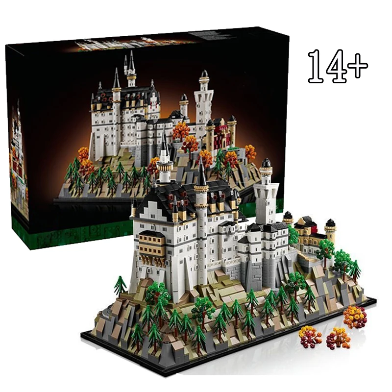 

In stock 3455 pcs Neuschwanstein Architectural Model Kit Compatible 21063 Collectible Building blocks Set for Adults Gift