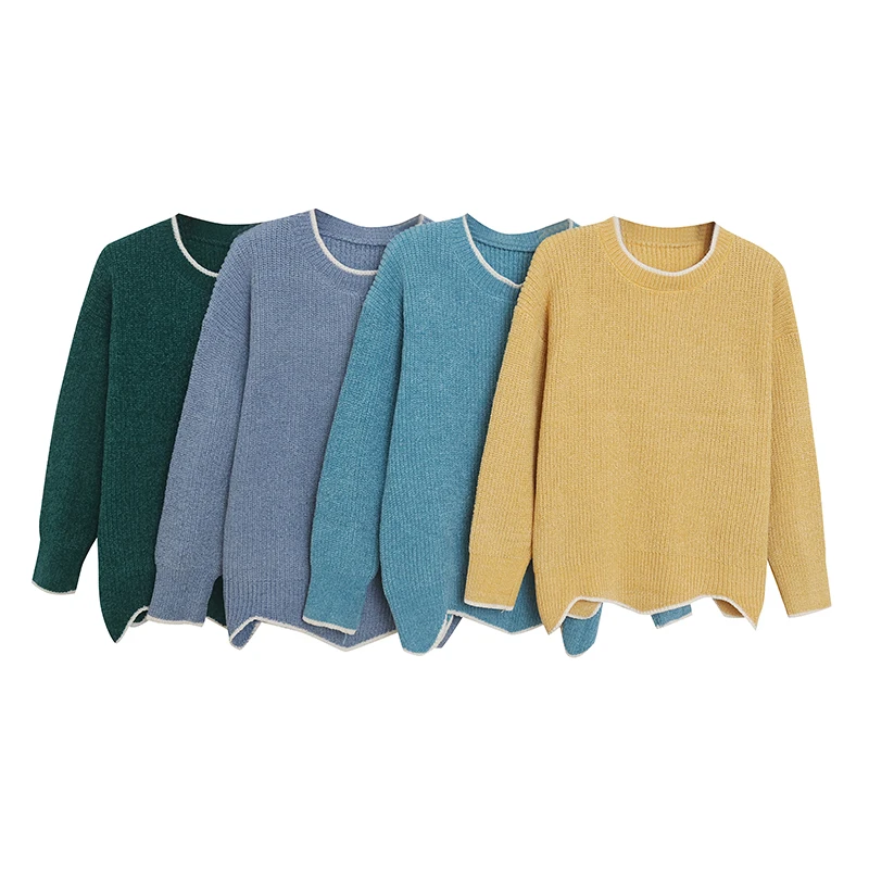 

Осенне-зимний теплый вязаный свитер, круглый, не модный, универсальный, длинный свек, нерегулярный топ, удобный для поездок на работу