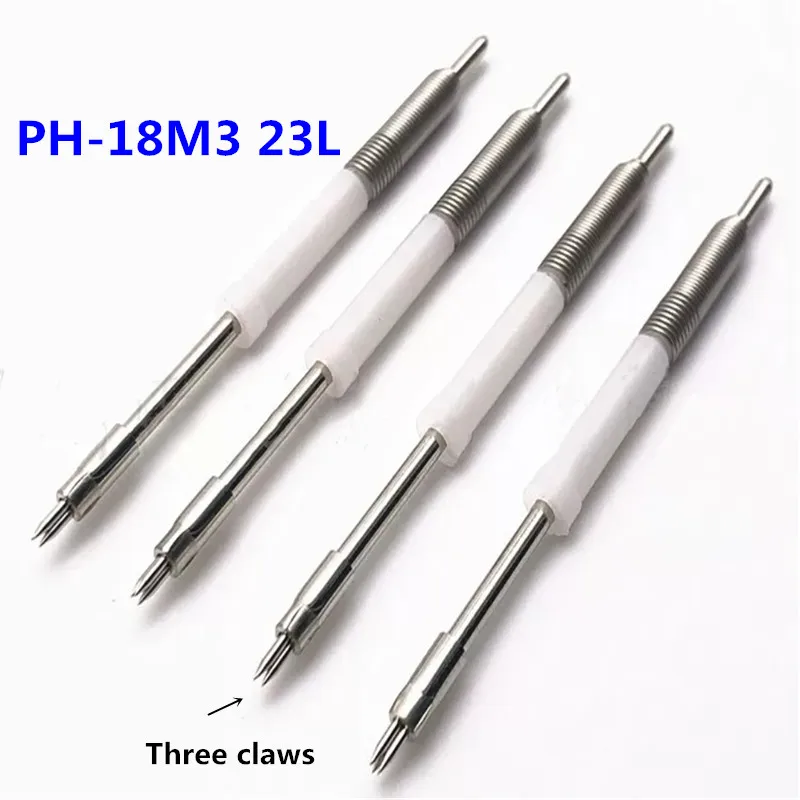 5 peças PH-18M3 23l sonda de aço de alto carbono agulha de teste de mola de três pontas 3.5mm agulha de plástico branco isolada