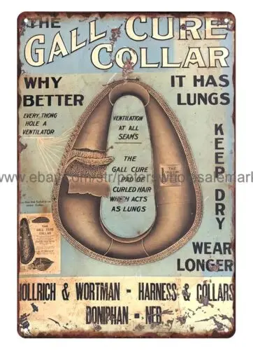 Gall Cure collar metal tin sign garage poster advertising wall art