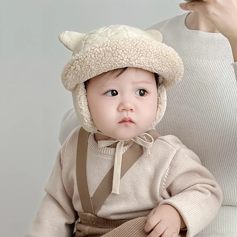 Winter Thick Baby Hats Newborn Beanie Caps Warm Plush Children Ear Protection Cap for Girls Boys Infant Accessories 6-36M