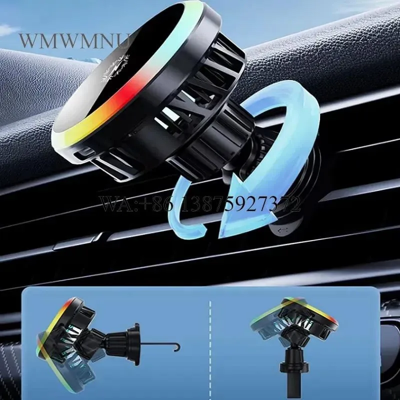 Wmwmnu Universal Smart Car Mount with Semiconductor Cooling 15W Magnetic Wireless Charging Air Vent Phone Holder for
