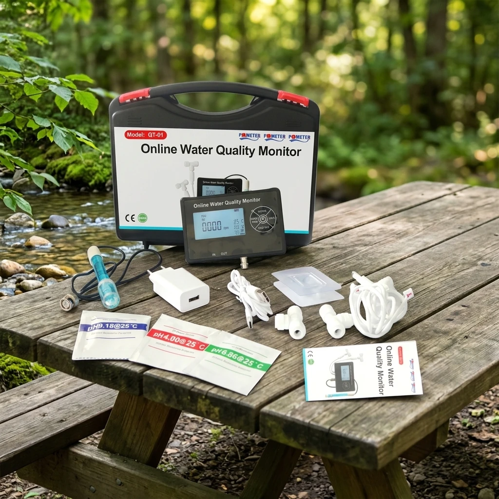 Ph Meter - เครื่องวัดคุณภาพน้ำออนไลน์ 5 in 1 TDS/PH/อุณหภูมิ/EC/ความชื้น เครื่องวัดค่า