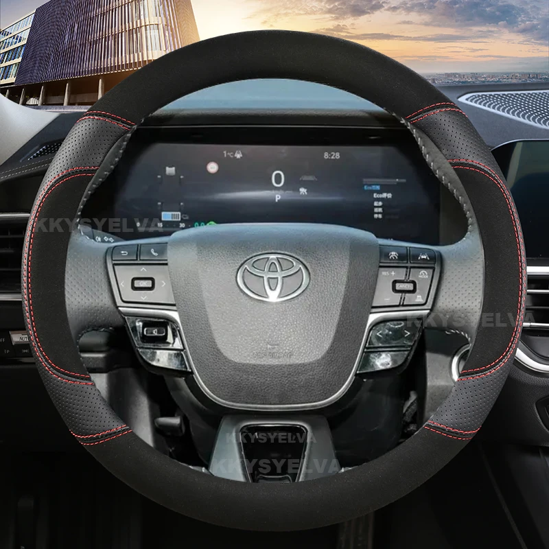 

Suede Cow Leather Car Steering Wheel Cover For Toyota Corolla RAV4 2019-2024 Camry 2018-2024 Avalon 2019-2024 Accessories