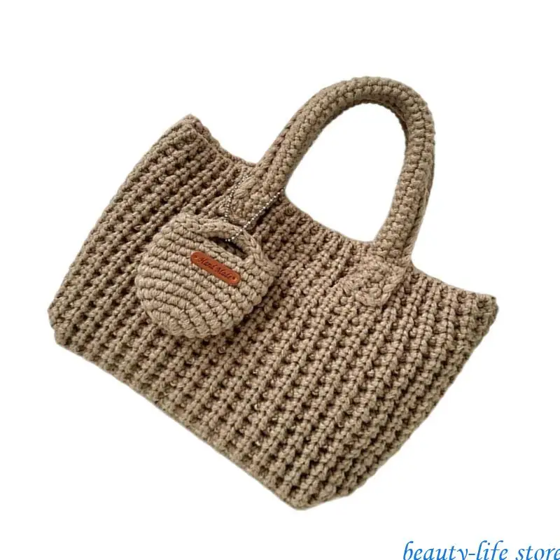 

Crochet Bag Soft Handbag Stylish Top Handle Bags for Fashion Individuals 517D