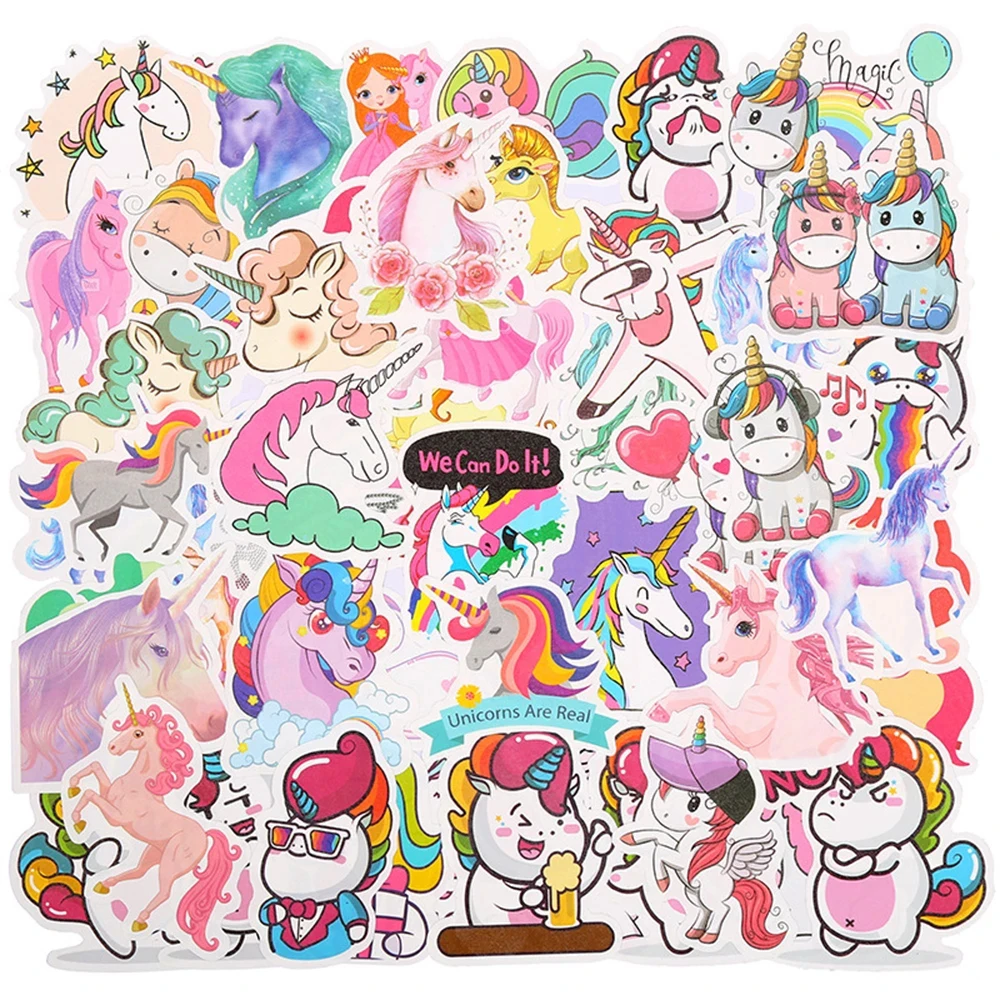 10/30/50pcs Kawaii Unicorn Graffiti Stickers Cartoon Decal Scrapbook Laptop Phone Luggage Guitar Bike Decoration Sticker Kid Toy