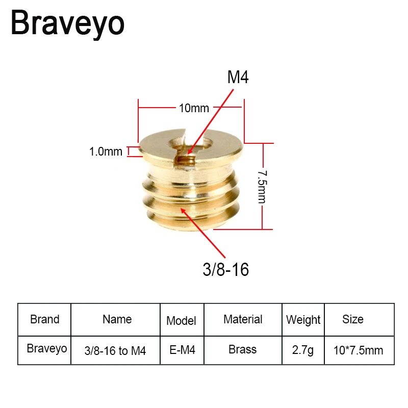 3/8 to 1/4 M4 M5 M6 Camera Conversion Screw Nut Tripod Ballhead Monopod Mount Photography Adapte Brass Material For Dslr