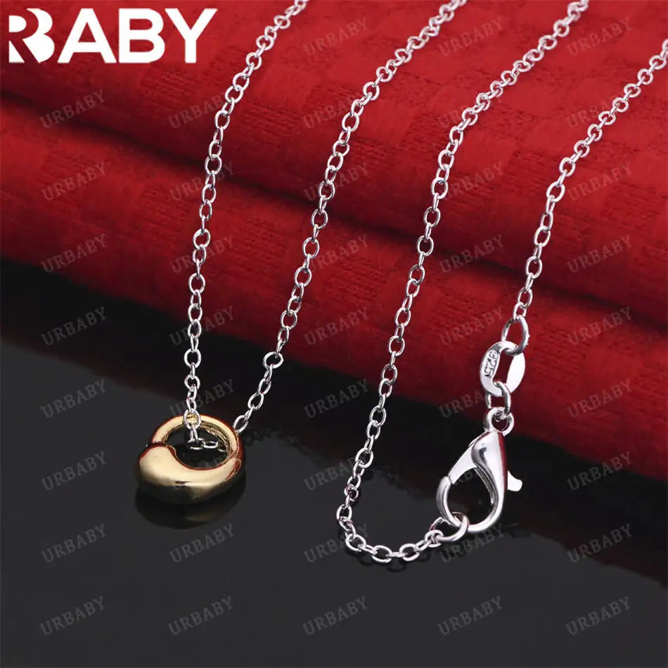 

URBABY 40-75cm 925 Sterling Silver Small Round Pendant Necklace For Women Men Charm Trend Birthday Gifts Fashion Party