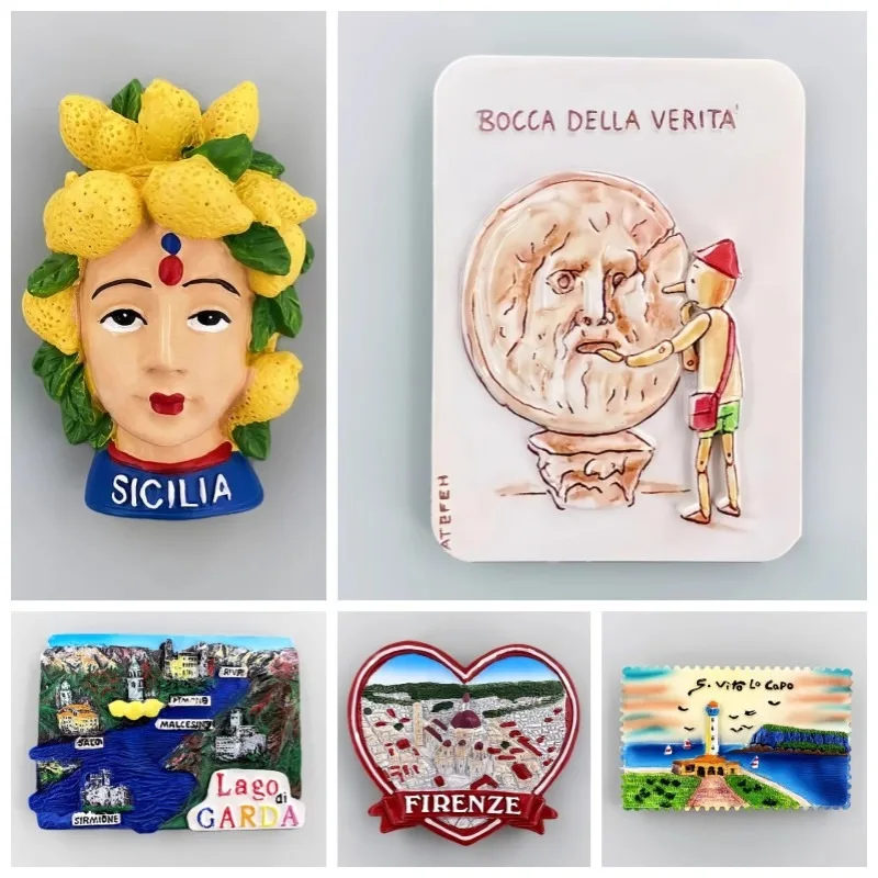 Itália Santa Maria em Cosmedian Bocca la veridade Ímãs de geladeira Firenze Lago di Garda Genoa San Vito Lo Capo Ímãs de geladeira