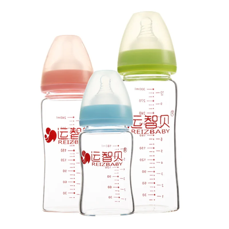 

Sweet and cute baby bottle, wide caliber glass bottle for baby, 180ml/240ml/300ml bottle