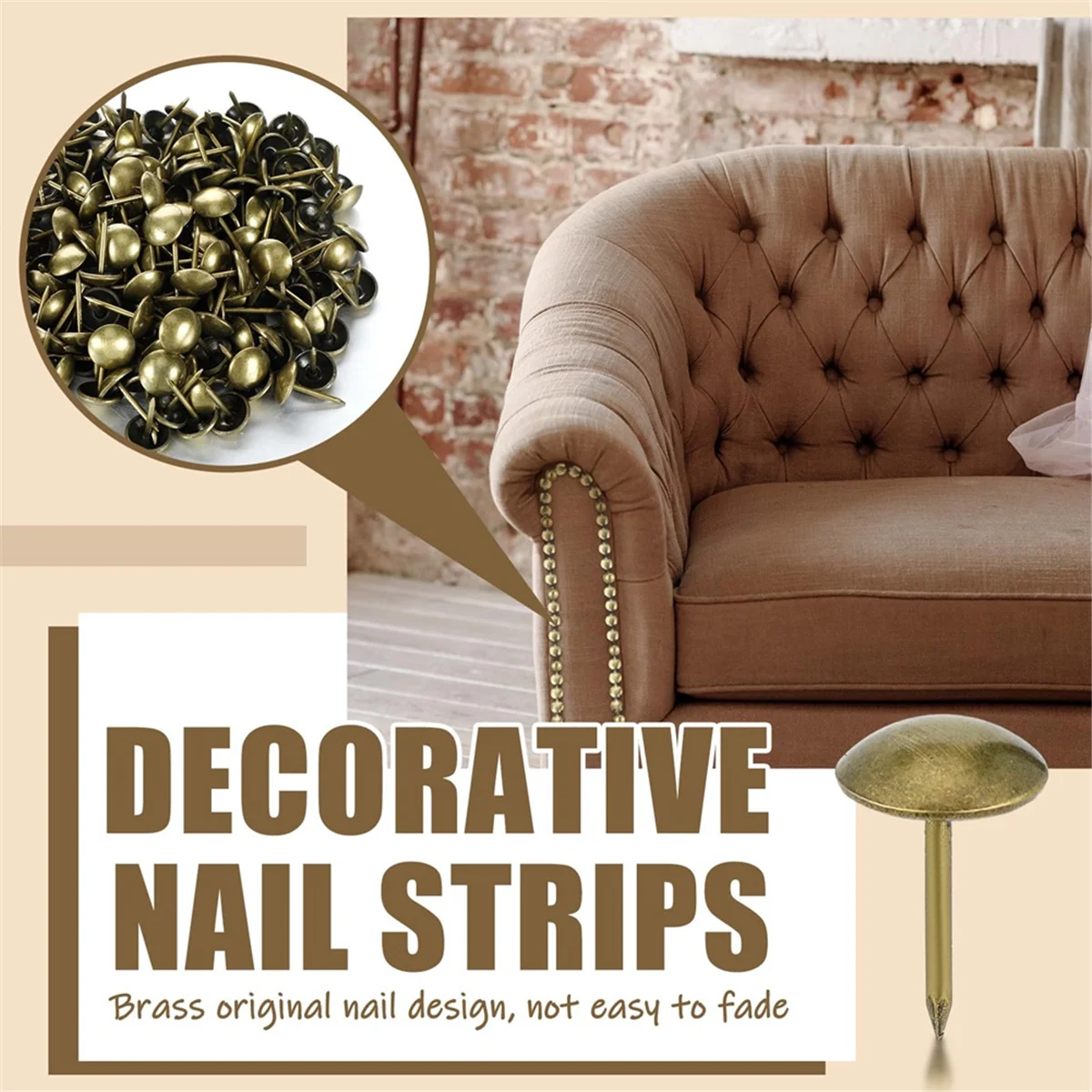 

Fast！10pcs D11mm Upholstery Tack Strip Upholstery Tacks for Furniture Decorative Nail Strips Antique Plated Nailhead Trims A