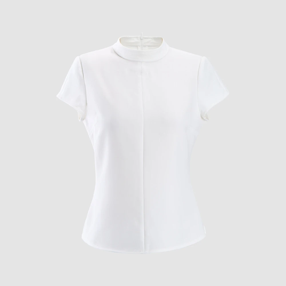 

Женская футболка с вышивкой, коротким рукавом и круглым вырезом, с молнией сзади, минималистичная, удобная для повседневной носки, универсальная, весна 2026, новинка