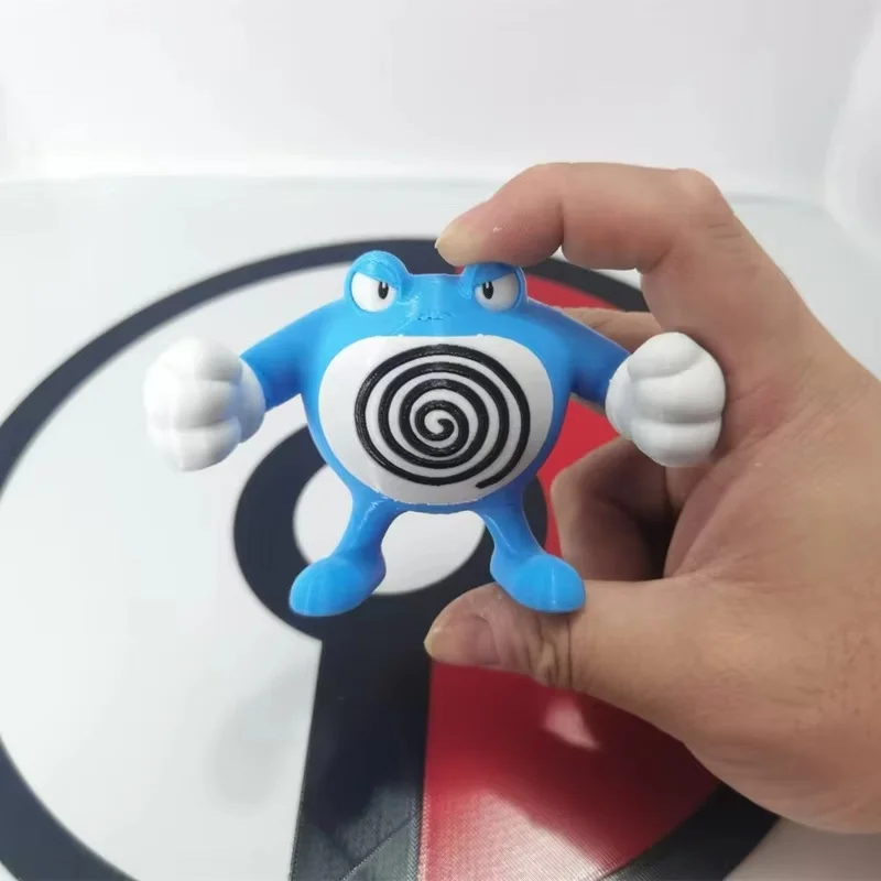 Pokemon Anime Figures Poliwag Poliwhirl Poliwrath Proportion World 1:20 Diy 3D Printing Cartoon Character Desktop Model Toy Gift