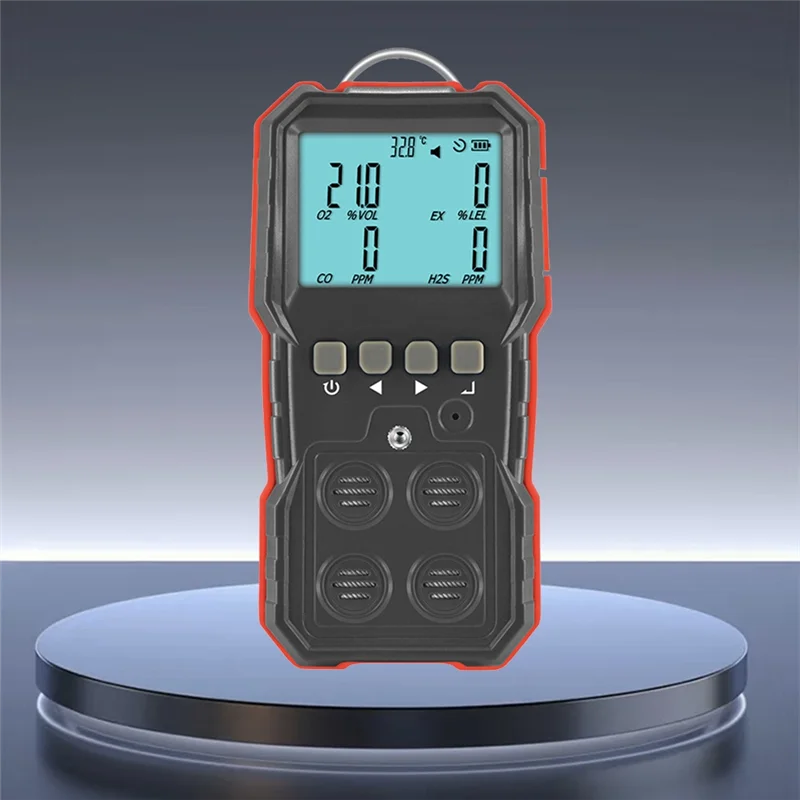 【FAST-SALE】Detektor Kebocoran Gas Mudah Terbakar Monitor Gas Majemuk Digital Layar LCD Isi Ulang Sensor O2 H2S CO Getaran Suara-Cahaya