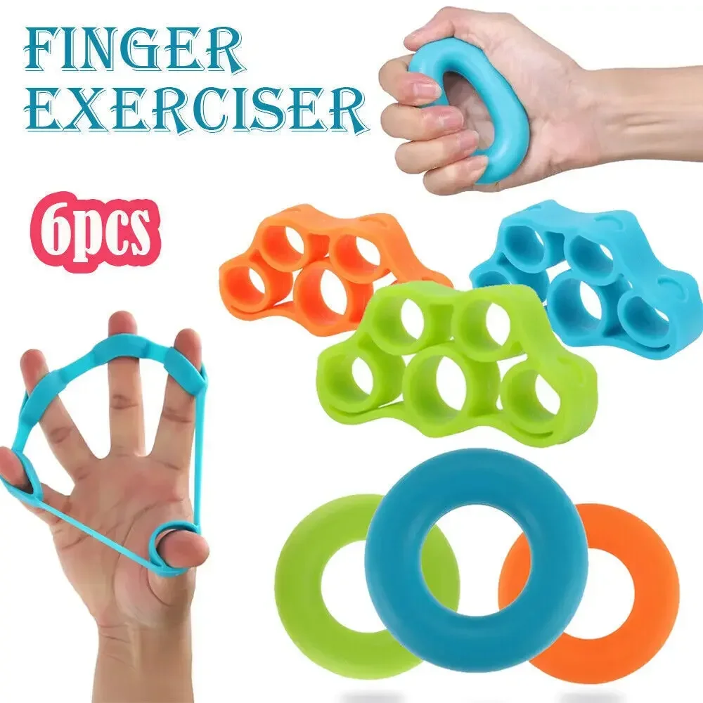 6pcs Hand Grip Strengthener Forearm Exerciser Five-finger Rehabilitation Training Equipment Yoga Boxing Exetraining Fitness