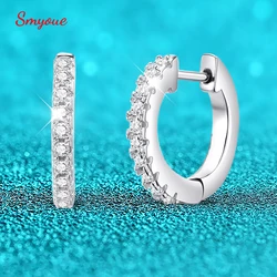 Smyoue D Color All Moissanite Hoop Earrings for Women High Quality S925 Sterling Silver Jewelry Girl's Birthday Gift Wholesale