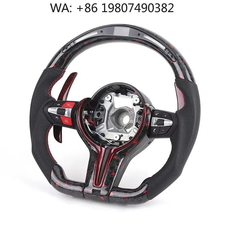 

LED Indicator Forged Carbon M Sport Steering Wheel, Custom Leather Mod Parts Fits F10 F11 F07 F18 F06 F12 F13 F32 F33 F36 F25 F1