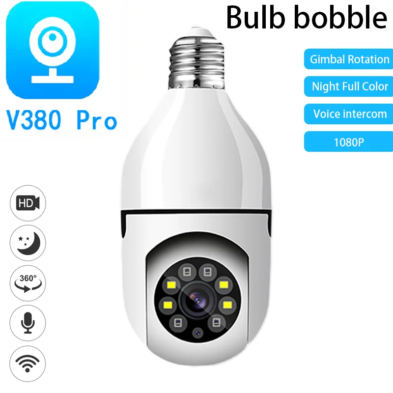 camera de vigilancia wifi bulb e27 visao noturna colorida rotacao de 360 rastreamento humano automatico conversa bidirecional casa inteligente 2mp v380pro 01