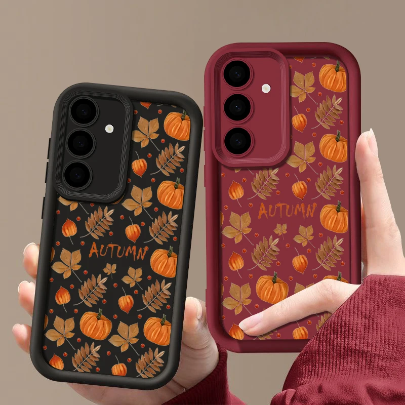 Autumn Maple Leaf Pattern Phone Case For Samsung Galaxy A56 A16 A26 A17 A15 A55 A54 S25 S24 FE S23 S22 Ultra S25 Edge Soft Cover