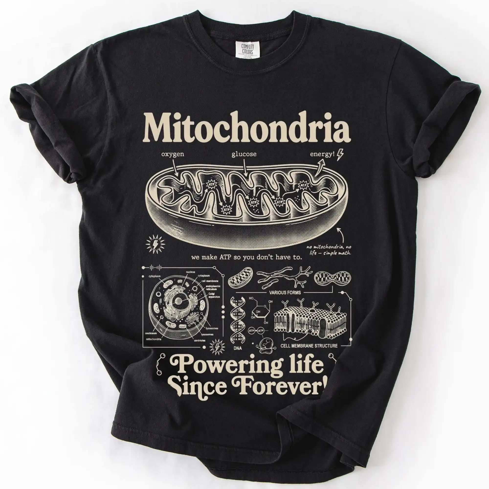 Mitochondria Vintage Science T-Shirt, Retro Biology Graphic Tee, 90s Academic Cell Diagram Shirt, Geek Lab Humor Top, STEM