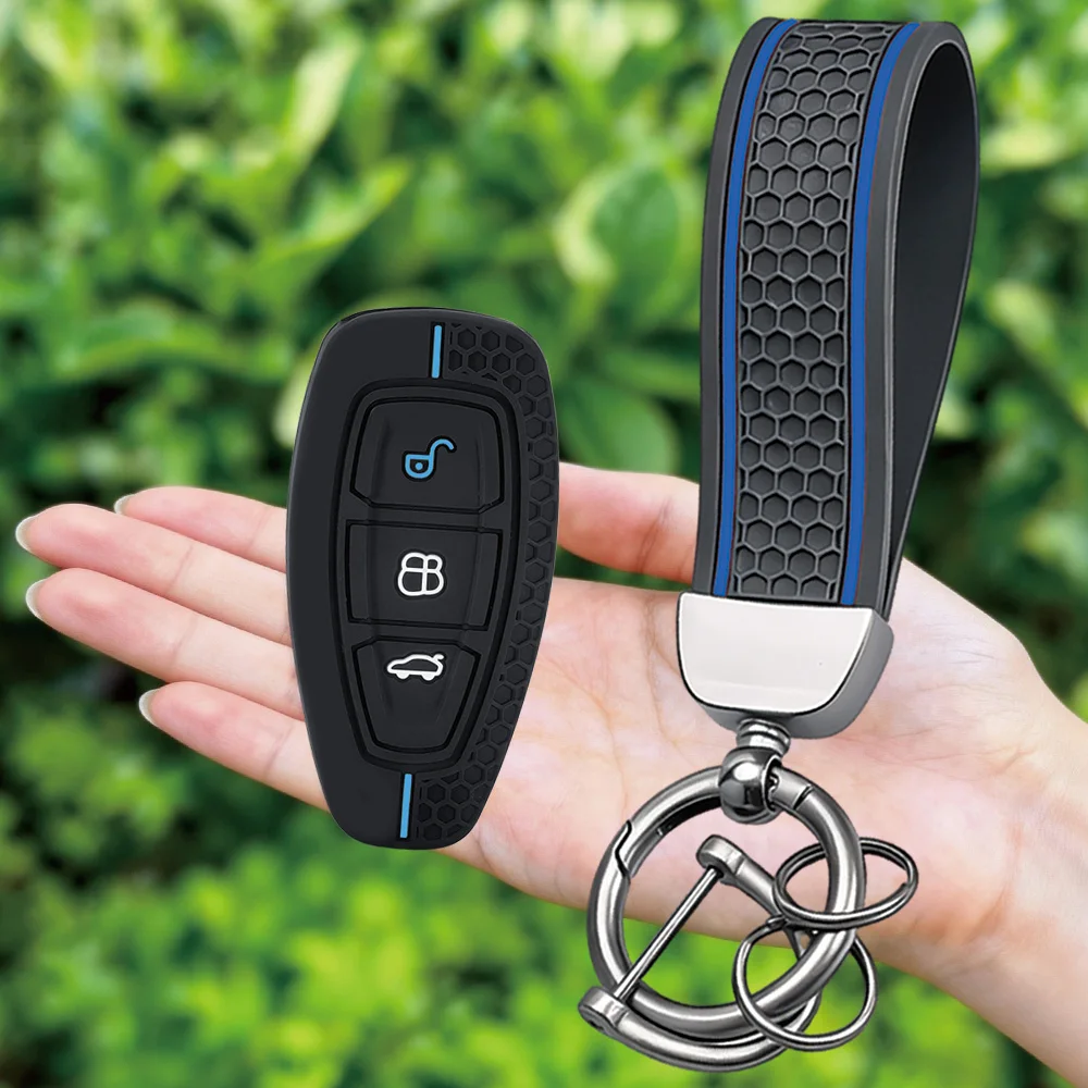 Car Key Pack for Ford ST Line Fiesta Focus Mondeo Ecosport Kuga Edge Escape Metallic Silicone Car Key Fob Case Accessories