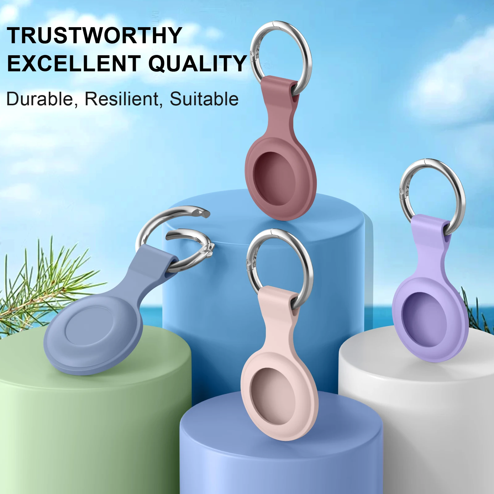 ل أبل Airtag حامل سلسلة المفاتيح غطاء من السيليكون واقية قذيفة ل AirTag المقتفي المضادة للخدش غطاء لحقيبة الأمتعة