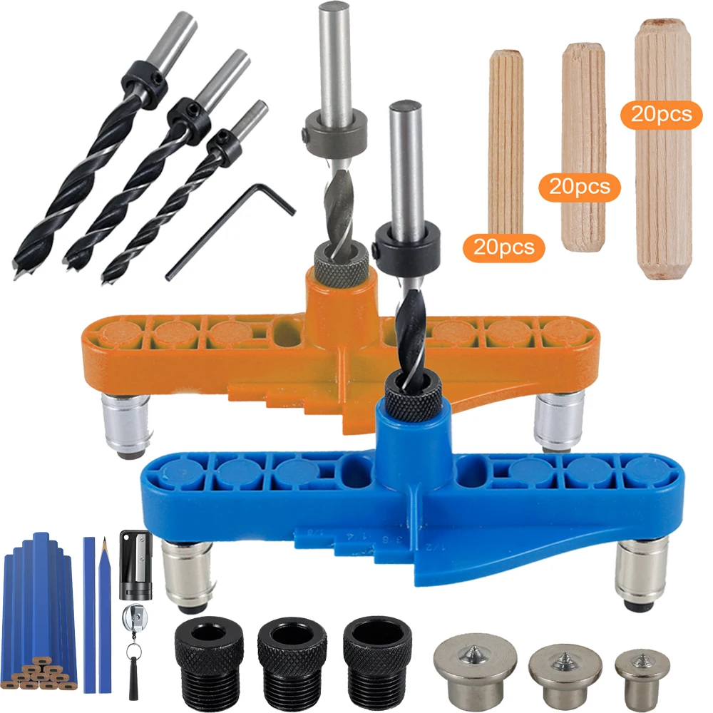 

Woodworking 2 ln 1 Dowel Jig Kit Self Centering Drill Locator tools Adjustable Center Scriber Line Doweling Hole Jig For wood