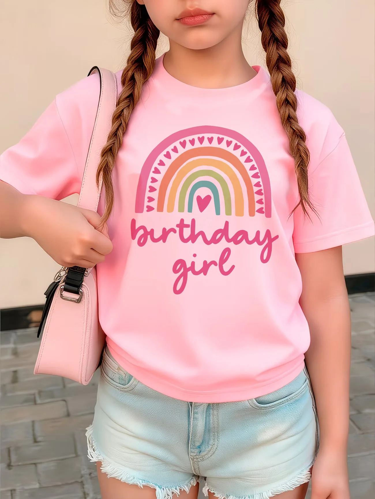 Fashion Rainbow Love Birthday Girl Gothic T Shirts Manga Kid